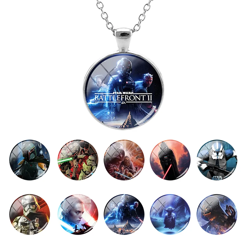 

Disney Glass Dome Chain Star Wars Image Cartoon Image Pendant Necklaces Cabochon Jewelry for Boys Men Gifts New Fashion FXQ52