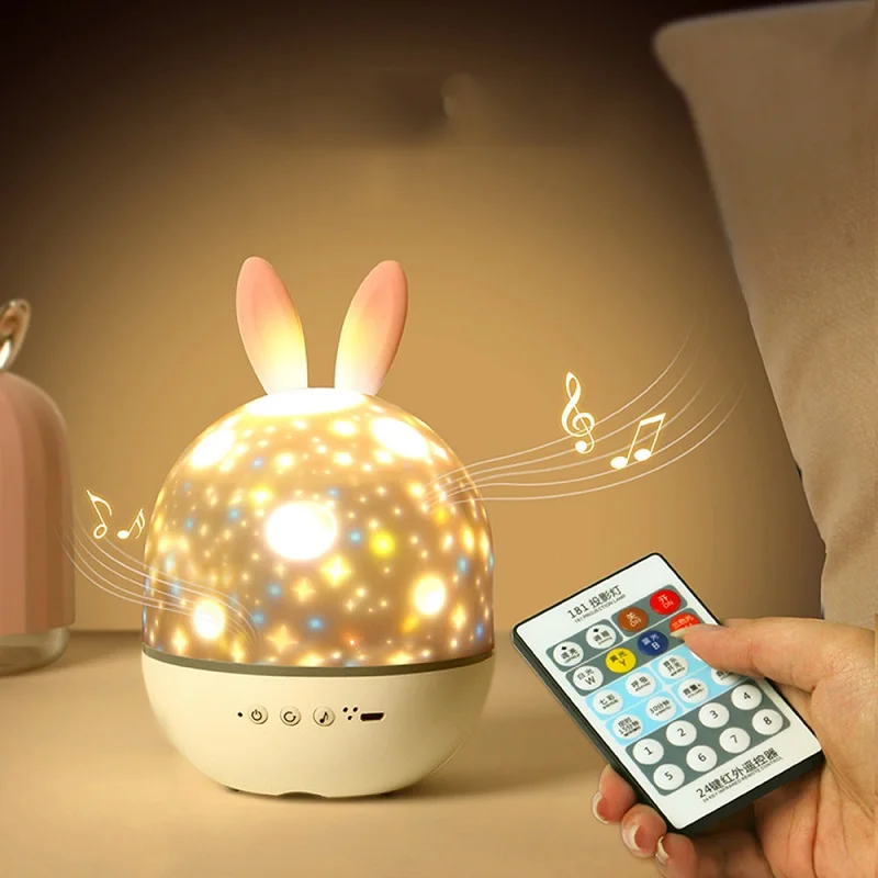 LED Starry Projector Night Light Romantic Atmosphere Table Lamp Bluetooth Music Box Christmas Gift For Children Friends Lovers