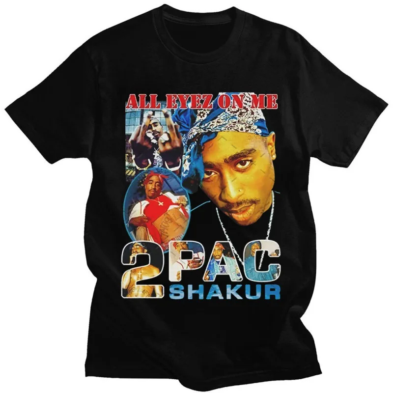 

2PAC Fans Commemorative Tees Clothes Men's T-shirt Rapper Tupac Graphic Printed Male T Shirt Vintage 90s West Coast Style Tshirt