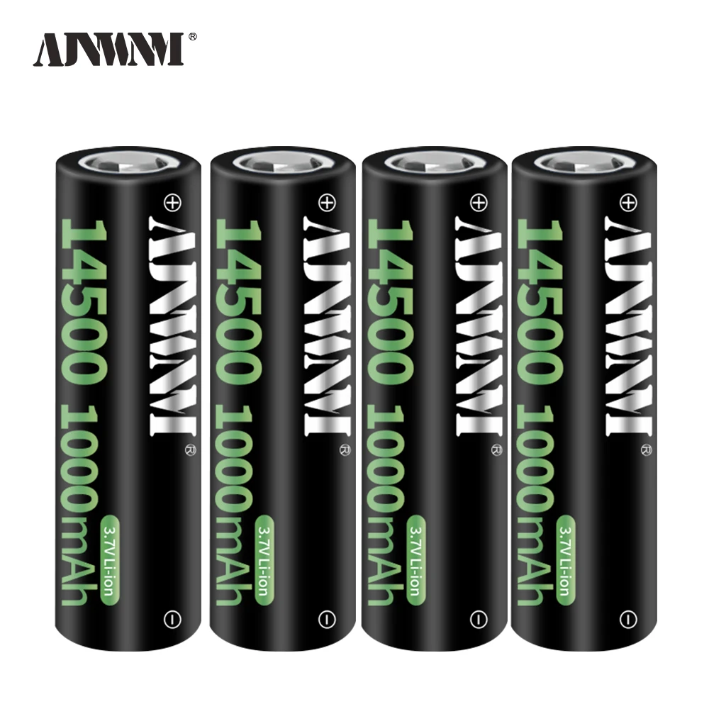 AJNWNM 2-16 шт. 14500 1000 мАч 3 7 в литий-ионные перезаряжаемые батареи AA батарея литиевая
