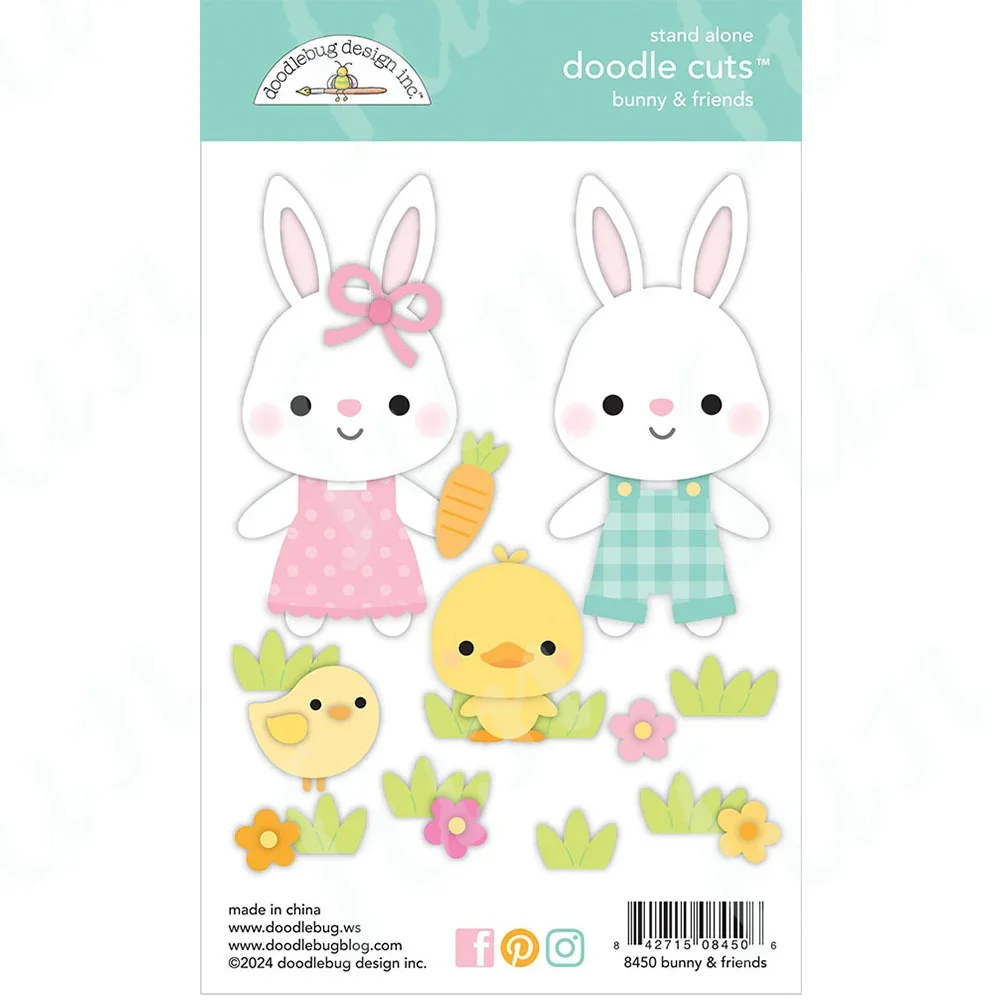 Пасхальные прозрачные штампы и металлические в виде кролика друзей для