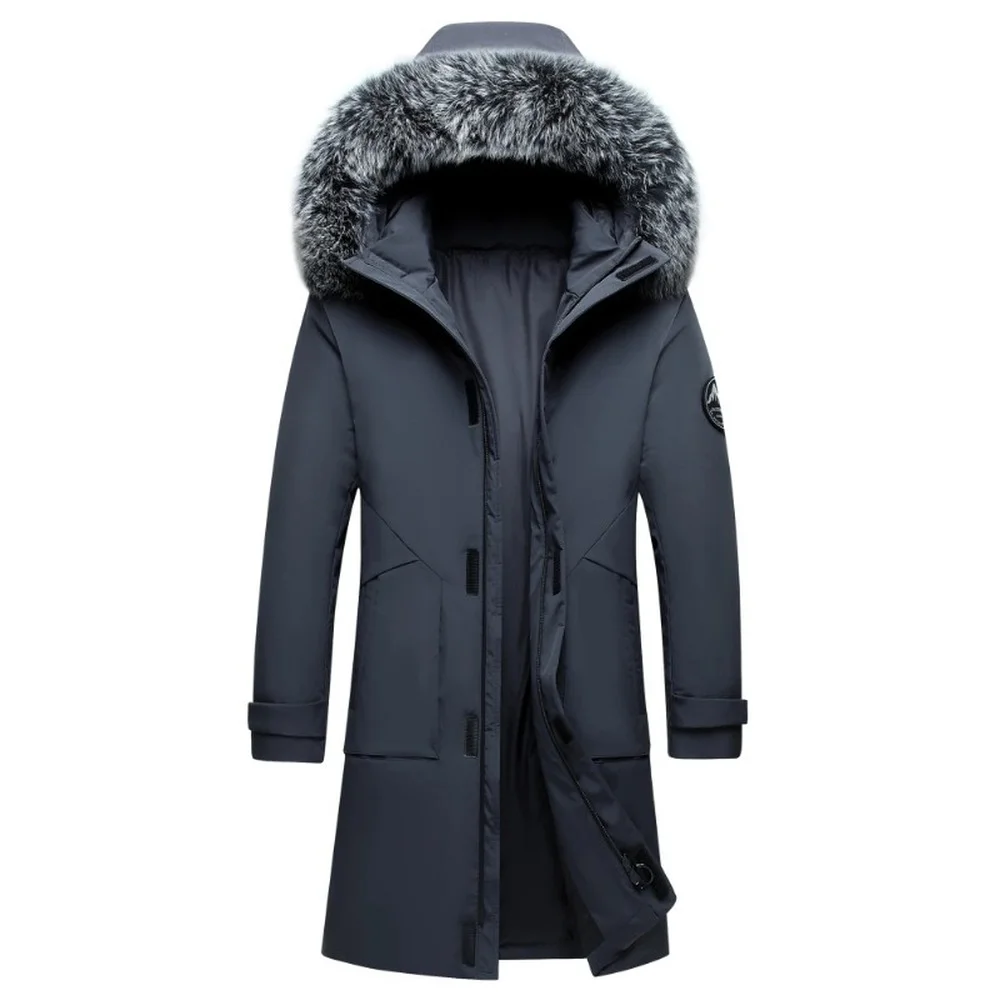 Down Jacket Men Winter Parka Long Men Outdoor  Fur Collar Jacket Fashion Clothing Thicken  Overcoat Cold Weather Long Jacket Men