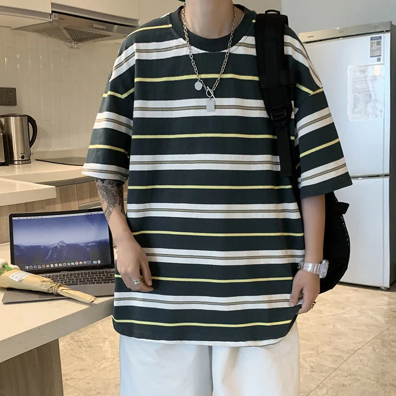 

Privathinker, полосатая Мужская футболка с коротким рукавом, летняя модная брендовая одежда, большие роскошные топы, Мужская Уличная одежда, футб...