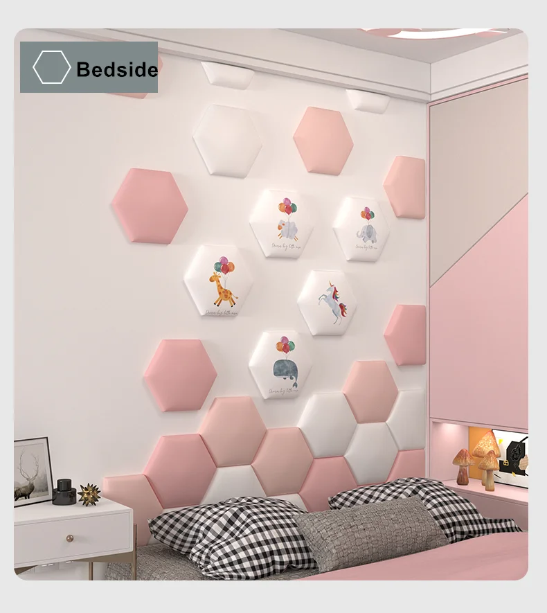 

Home Anti-collision Hexagonal Soft Headboard Bedroom Living Room Children's Wall Mat