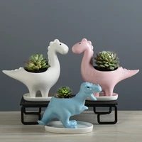 cute dinosaur succulent planter pot with drainage tray ceramic cactus flower container animal bonsai holder for indoor plants