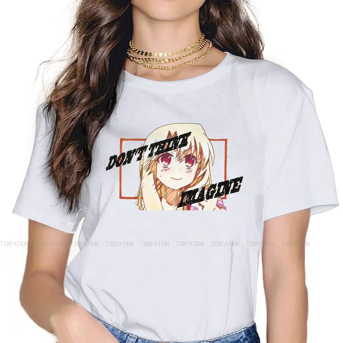 

Fate Grand Order Anime 100% Cotton TShirts Fate Kaleid Illya Dont Think Imagine Personalize Woman's T Shirt Hipster Tops