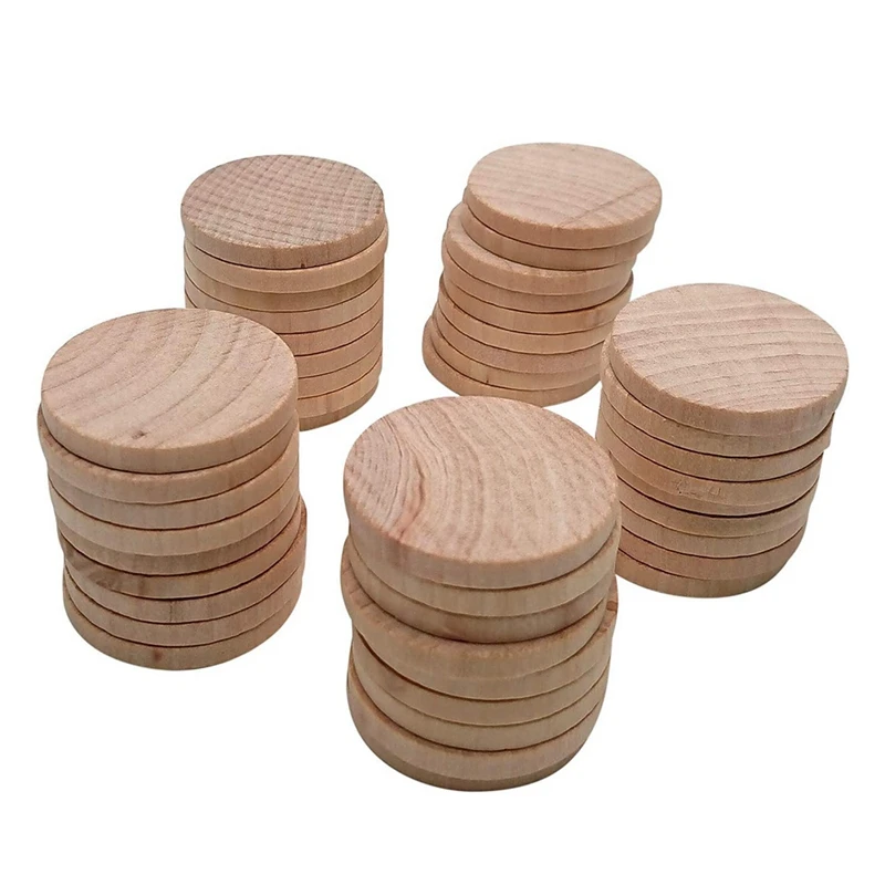 

Необработанные круглые деревянные ломтики 50 шт. для декоративно-прикладного искусства, настольных игр, украшений