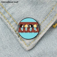 cable girls printed pin custom cute brooches shirt lapel teacher tote bag backpacks badge cartoon gift brooches pins for women