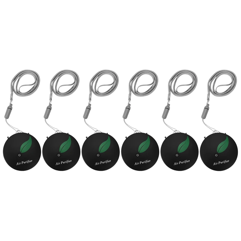 6X Personal Wearable Air Purifier Necklace Mini Portable Air Freshner Ionizer Negative Ion Generator Black