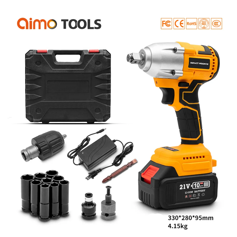 AIMO 320N.M Brushless Cordless Electric Impact Wrench 21V Power Tools Hand Drill Installation Electric Screwdriver