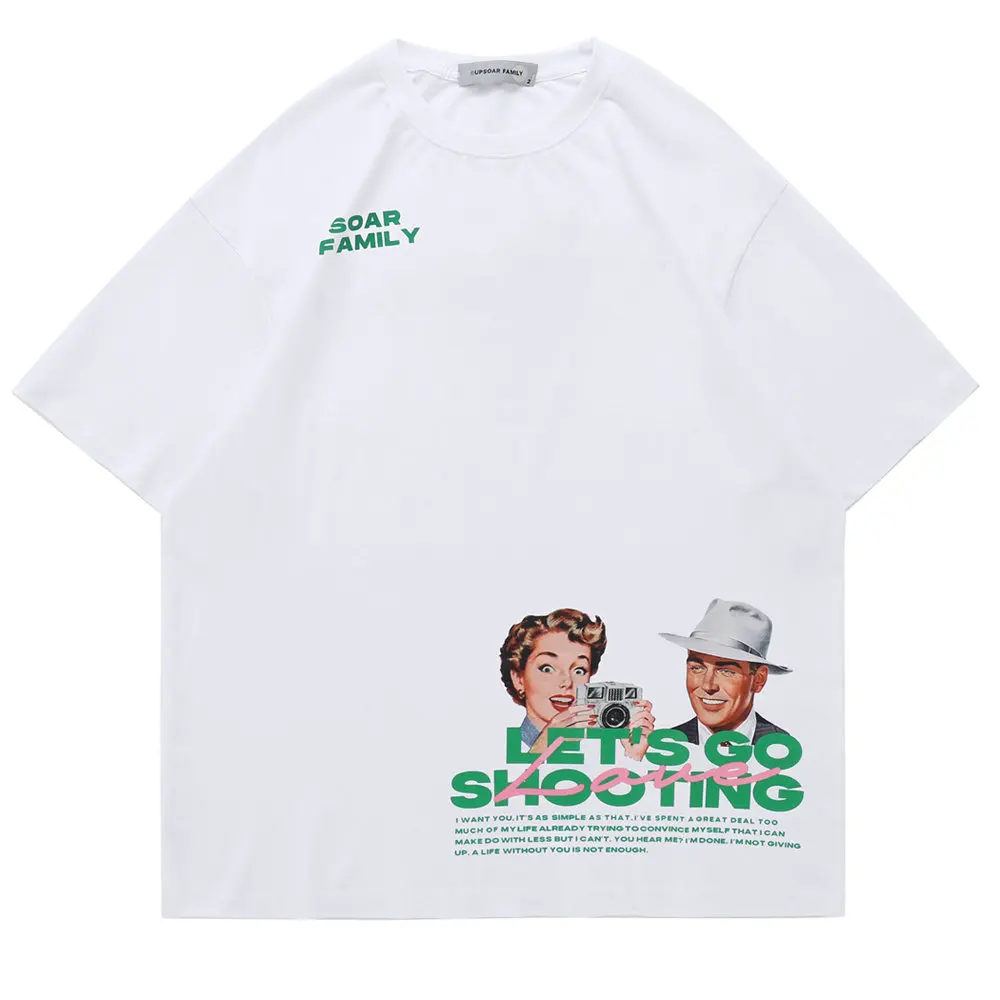 Футболка мужская оверсайз с круглым вырезом модный топ принтом хлопковая