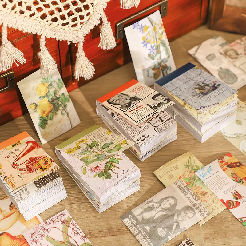 

50 Pcs/bag Material Book Ages Gallery Series Vintage Fresh Literary Handbook Base Flat Back Embellishments Craft Texture Paper