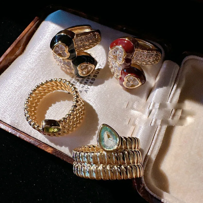 

2023 Women Elegant Colorful Drop Glazed Peach Heart Ring