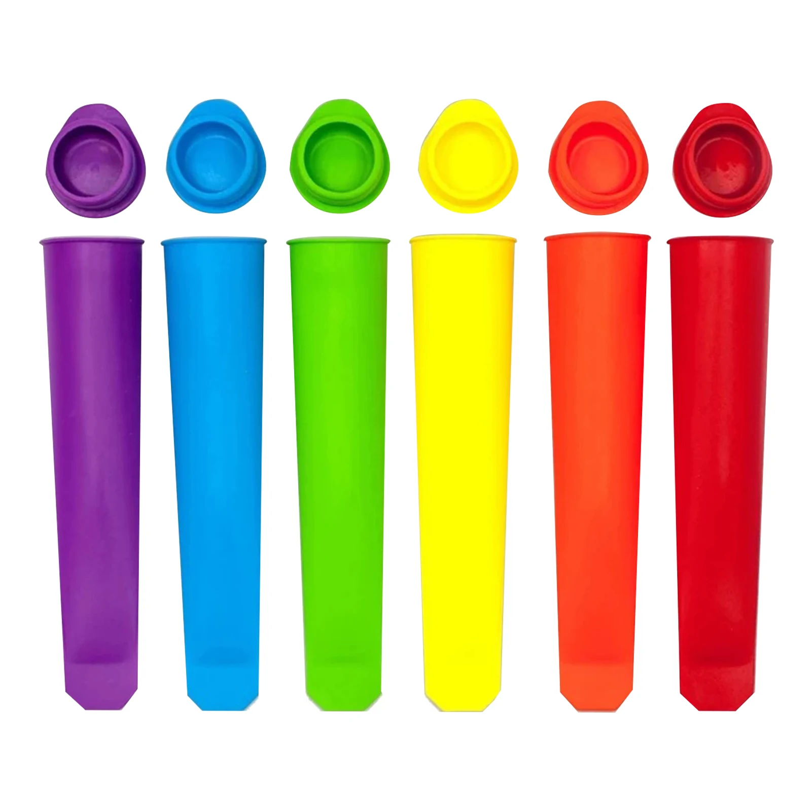 

6 шт., гибкие силиконовые формочки для мороженого, с крышками