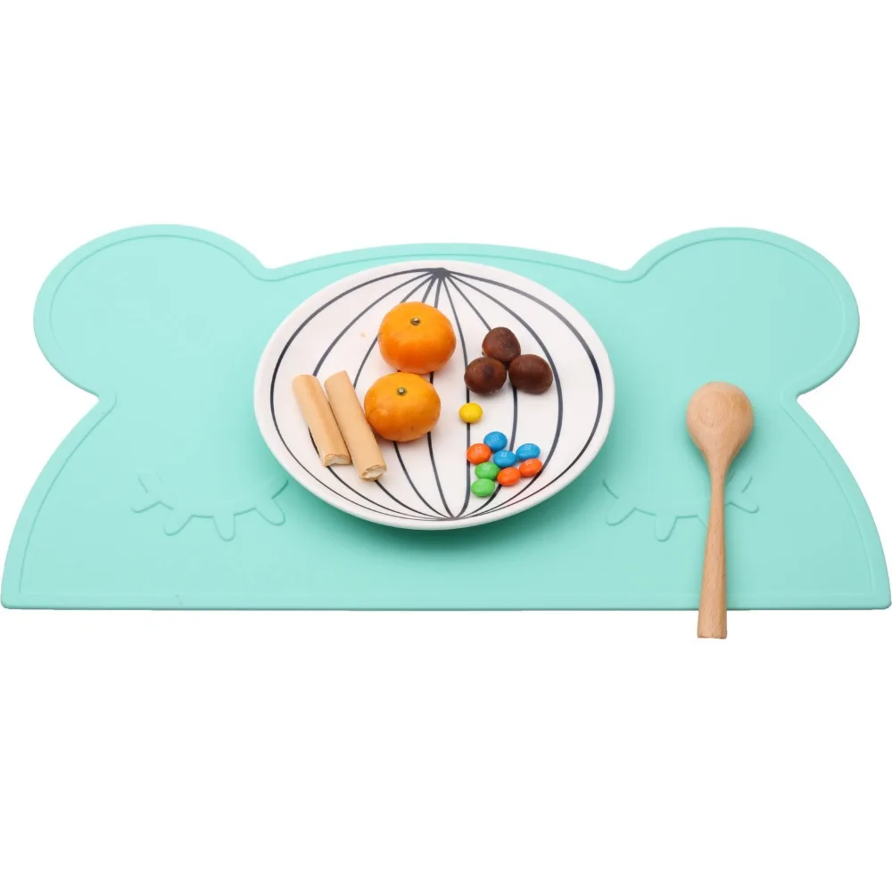 

Cartoon Bear Table Mat Tableware Placemat Non-slip Easy To Clean Food Safe Approve Silicone Kids Feeding Tableware Baby Stuff