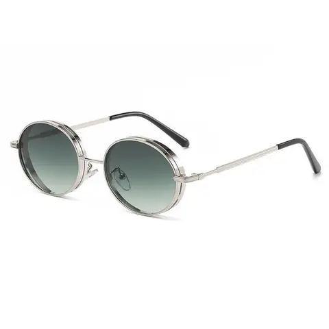 Овальные Солнцезащитные очки в стиле ретро для мужчин и женщин, модные солнечные аксессуары в стиле панк с градиентными линзами, в металлической оправе, с защитой UV400