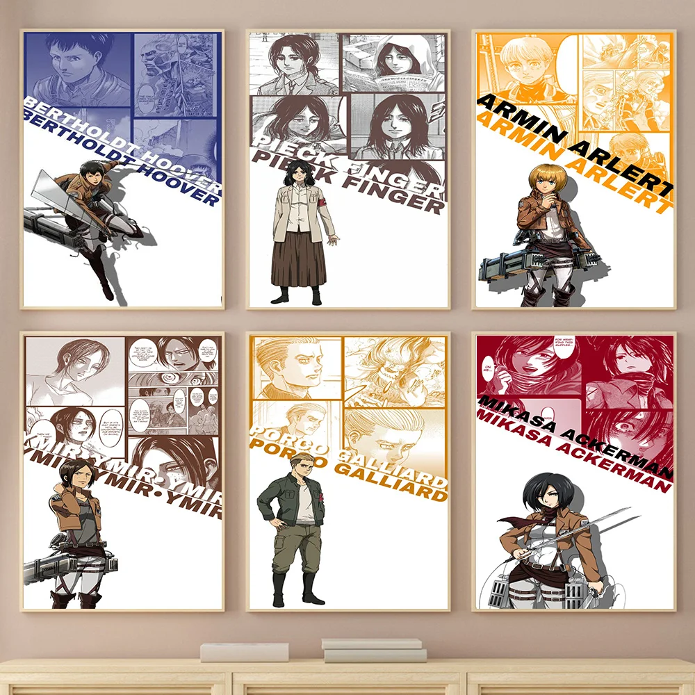 

Japanese Anime Poster Abstract Attack on Titan Canvas Painting Mikasa Armin Pieck Prints Wall Art Living Room Kitchen Home Decor