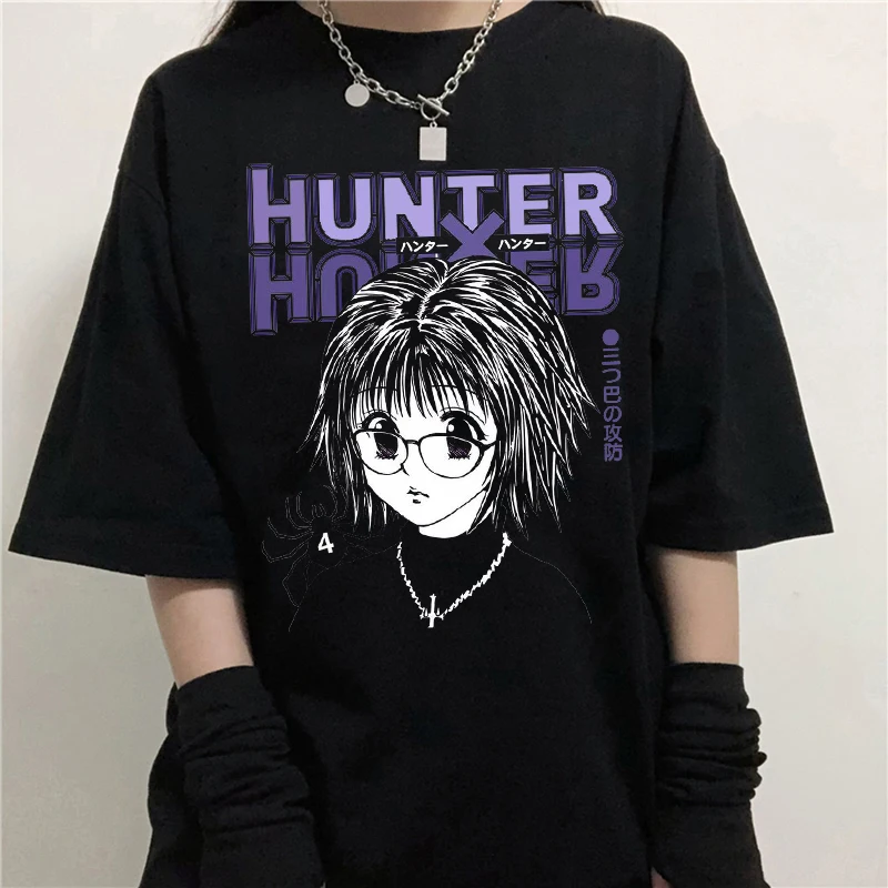 Женская футболка с принтом Hunter X коротким рукавом и графическим модная уличная