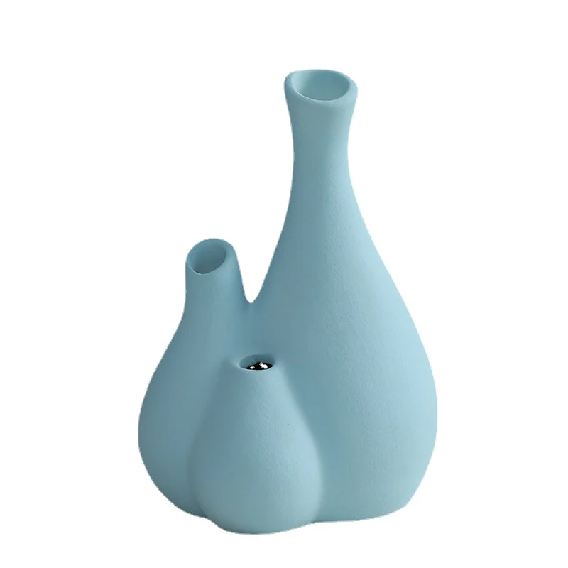 

European-style Ceramic Hydroponic Vase Three-mouth Flower Arrangement Crafts Wedding Decoration Living Room Office Bookcase Vase