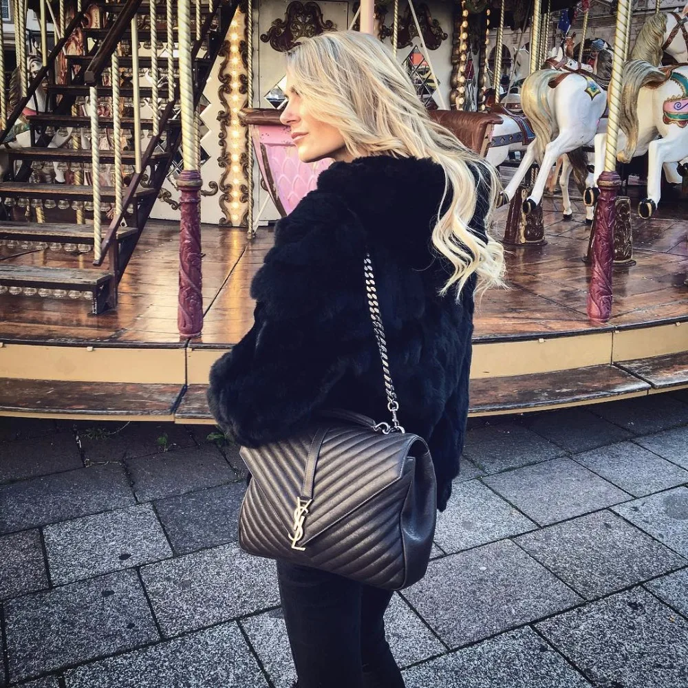 Women's Hooded Real Rabbit Fur Coat Natural Rex Rabbit Fur O-Neck Warm Jackets Fashion Rabbit Full Pelt Genuine Fur Outerwears