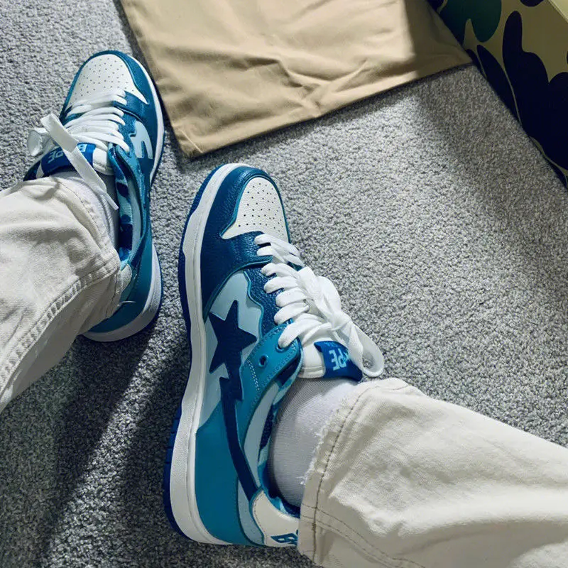 A BATHING APE Men and Women Vibe BapeGoose Sports Sneakers Unisex Air None-Slip Breathable Bapesta Low Outdoor Walking Shoes