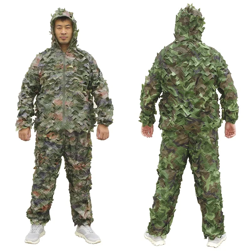 

Camouflage Hunting Suits Camo Ghillie Suit CS Combat Outdoors Jacket Pants Green Jungle Desert Digital Snow White Blue