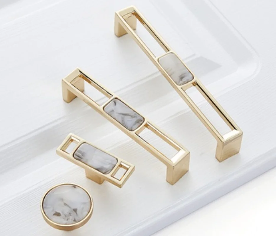 Синий скандинавский мраморный корпус ручки для шкафа Золотой роскошный ящик