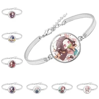 demon slayer bracelets anime jewelry kawaii kimetsu no yaiba glass pendant bangle for children