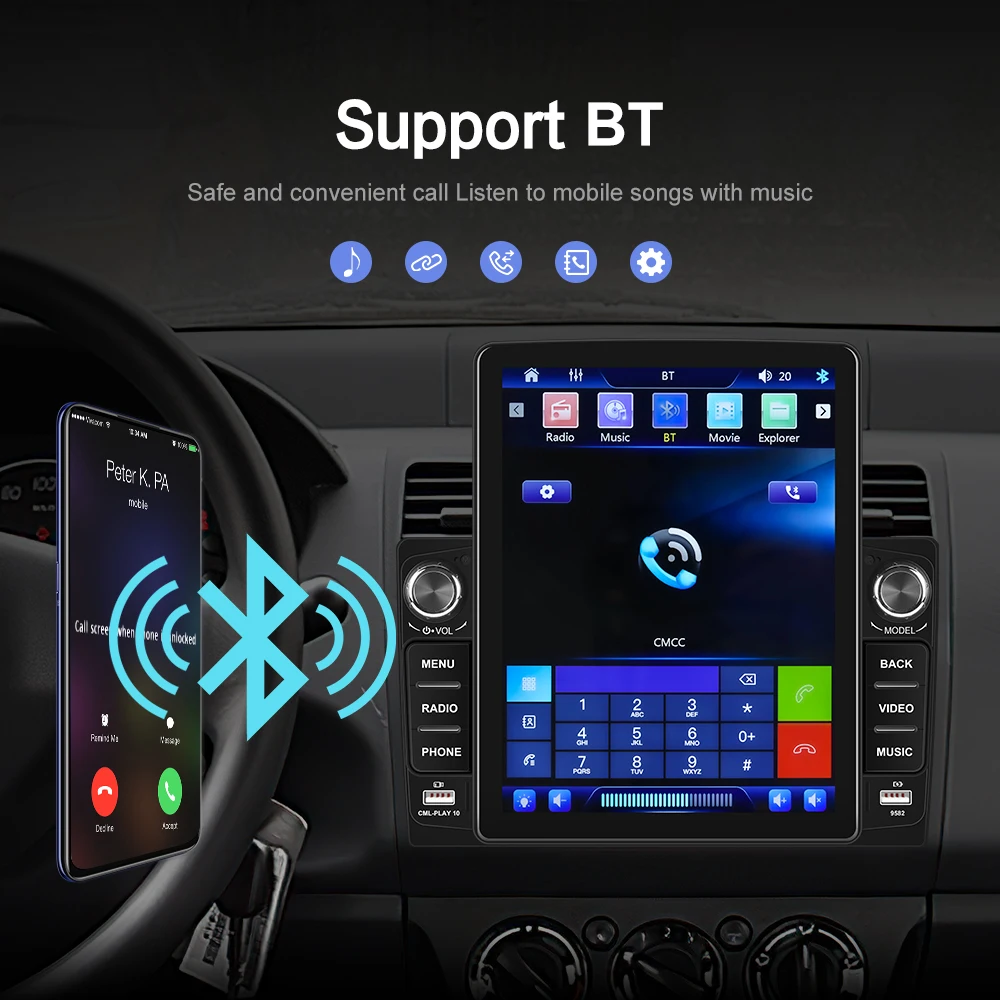 Автомагнитола Camecho мультимедийный видеоплеер с вертикальным экраном 9 5 дюйма для