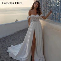 boho a line wedding dresses for women lace appliques bridal gowns beach off the shoulder backless bride gown vestidos de novia