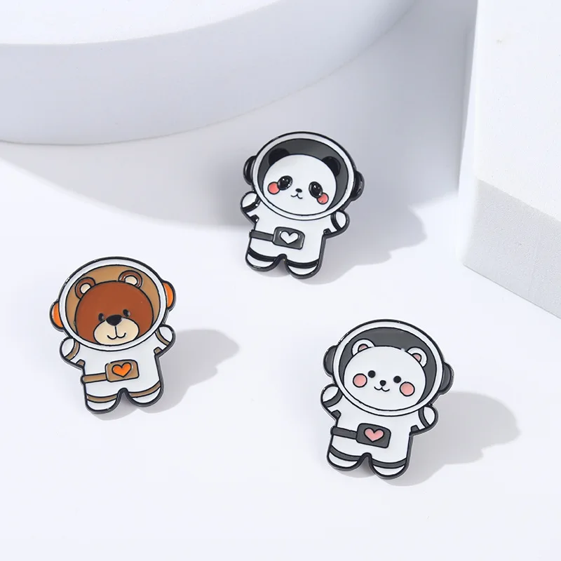 

Эмалированная брошь в виде медведя, панды, астронавтов, ярлыка, булавки, милая детская брошь для школьных сумок, юбки, булавка, оптовая прода...