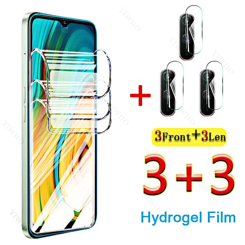 

Передняя Гидрогелевая пленка 6 в 1 для Realme C3, защита экрана, пленка для отпечатков пальцев, водогелевая пленка для Realme RMX2027 C 3, 6,5 дюймовый объектив камеры HD