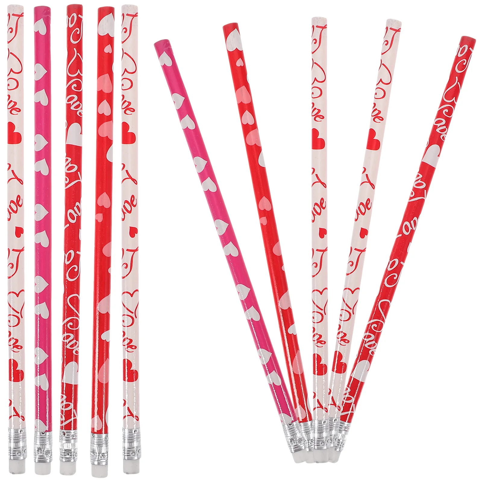 

50pcs Portable Pencils Heart Pattern Pencils Erase Topper Pencils for Student
