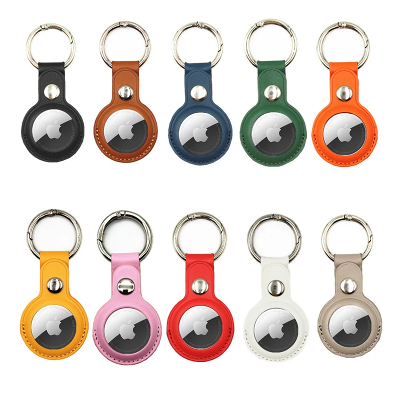 

Luxury Leather Case For Air Tag Holder Protective Shell Hangable Keychain Anti Lost Wallet Bag Airtag Loop Protect Sleeve