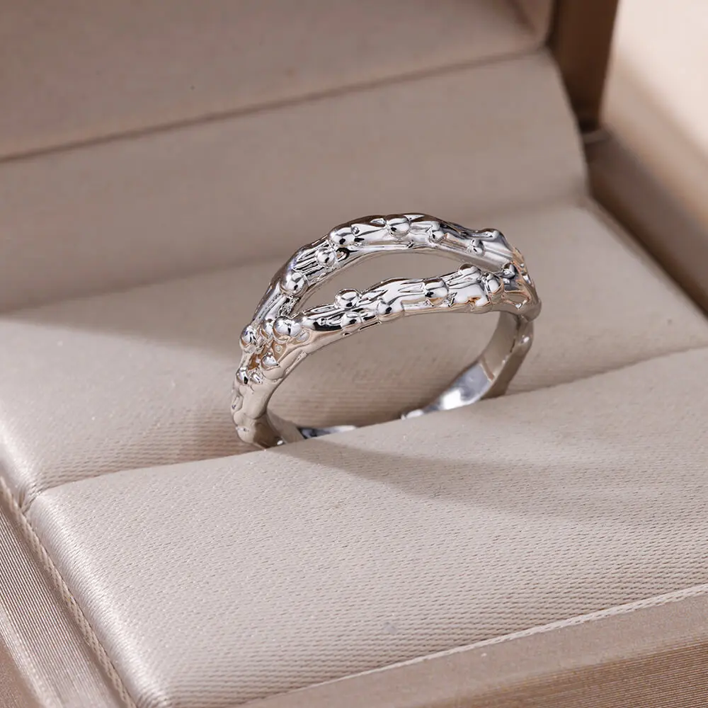 

Silver Color Irregular Face Geometric Rings for Women Adjustable Gold Plated Stainless Steel Ring Vintage Punk Jewelry Gifts