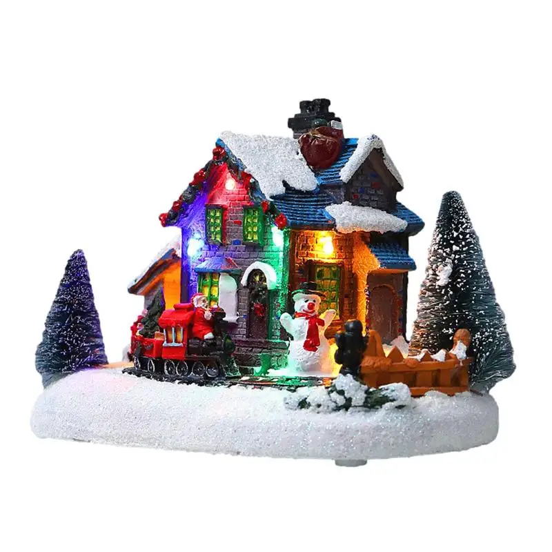 

Рождественский домик для конфет, светящийся полимерный орнамент, Рождественский светильник для настольных подарков, новый год 2022, Рождеств...