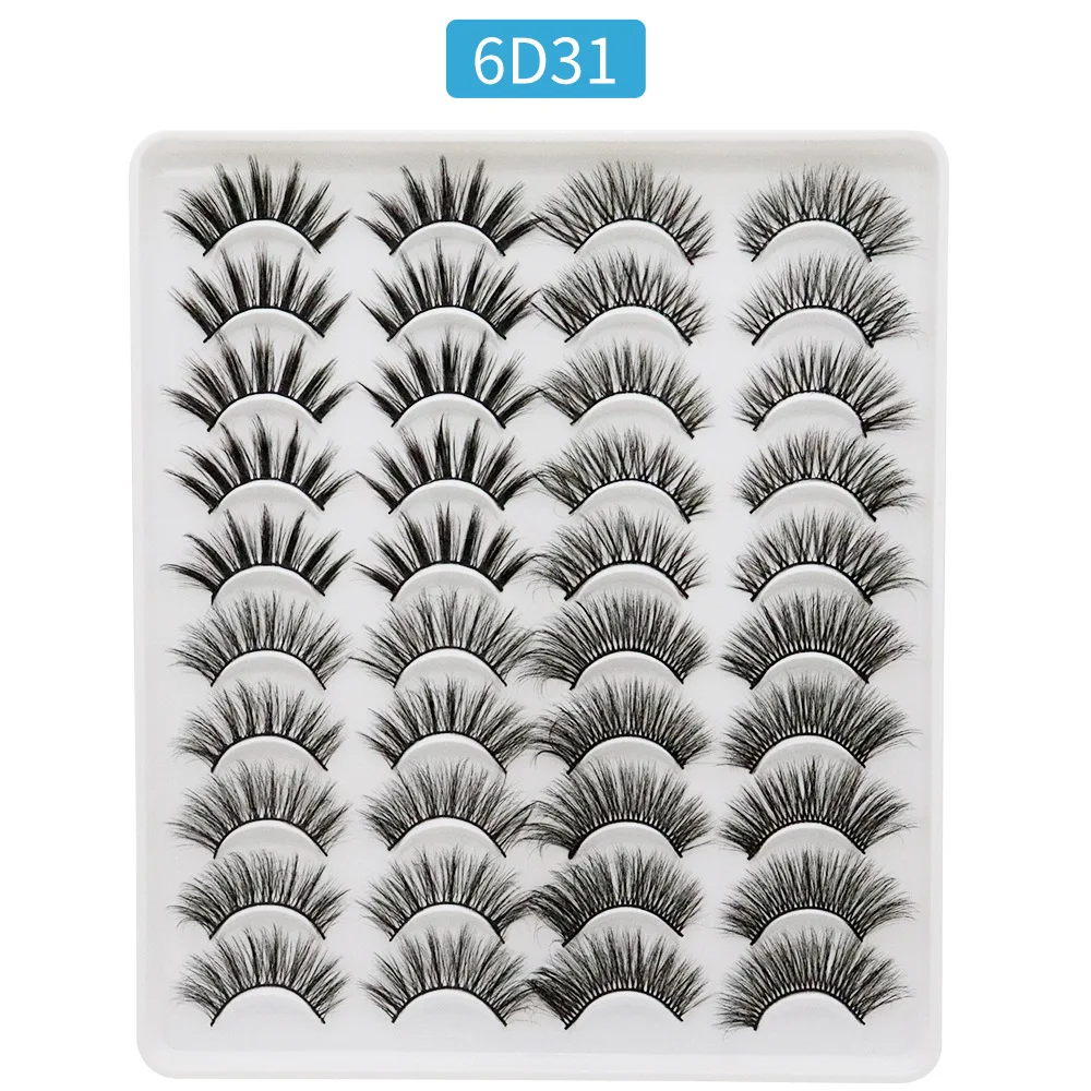 20 Pairs 6D Mink Lashes Bulk Faux Thick Long Wispy Natural Pack Short Wholesales False Eyelashes |