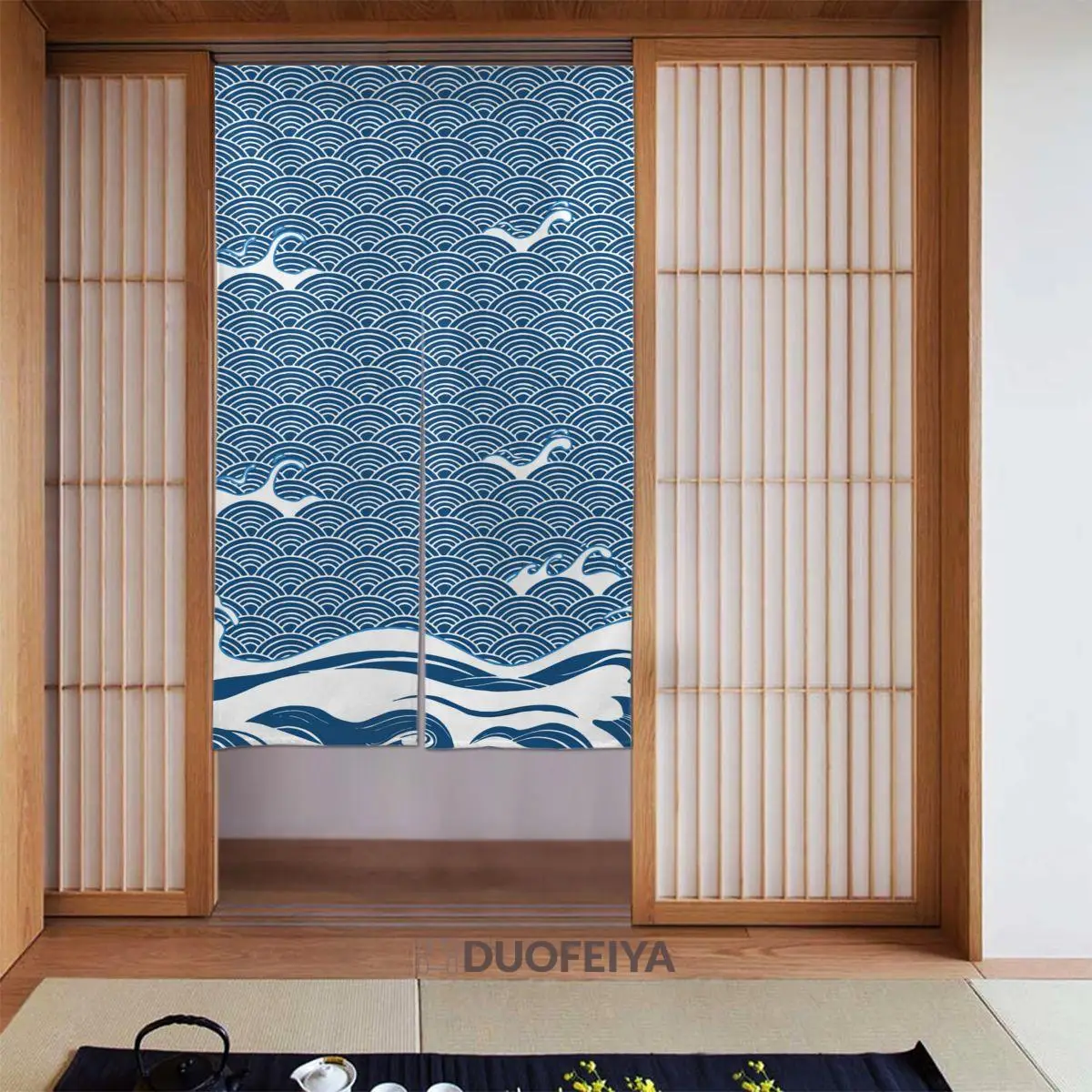 

Japanese Kimono Door Curtains Wave Separate Tapestry Cotton Linen High Quality Hanging Half Curtain for Kitchen Decorations