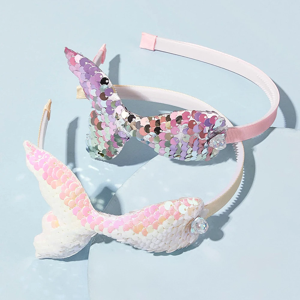 

4.3 Inches Multi-layer Sequins Mermaid Headbands For Girls Rainbow Mermaid Pearls Hair Bands Handmade Headwear Hair Accessories
