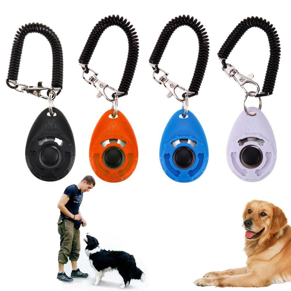 

1 Piece Pet Cat Dog Training Clicker Plastic New Dogs Click Trainer Aid Too Adjustable Wrist Strap Sound Key Chain Dog Supplies