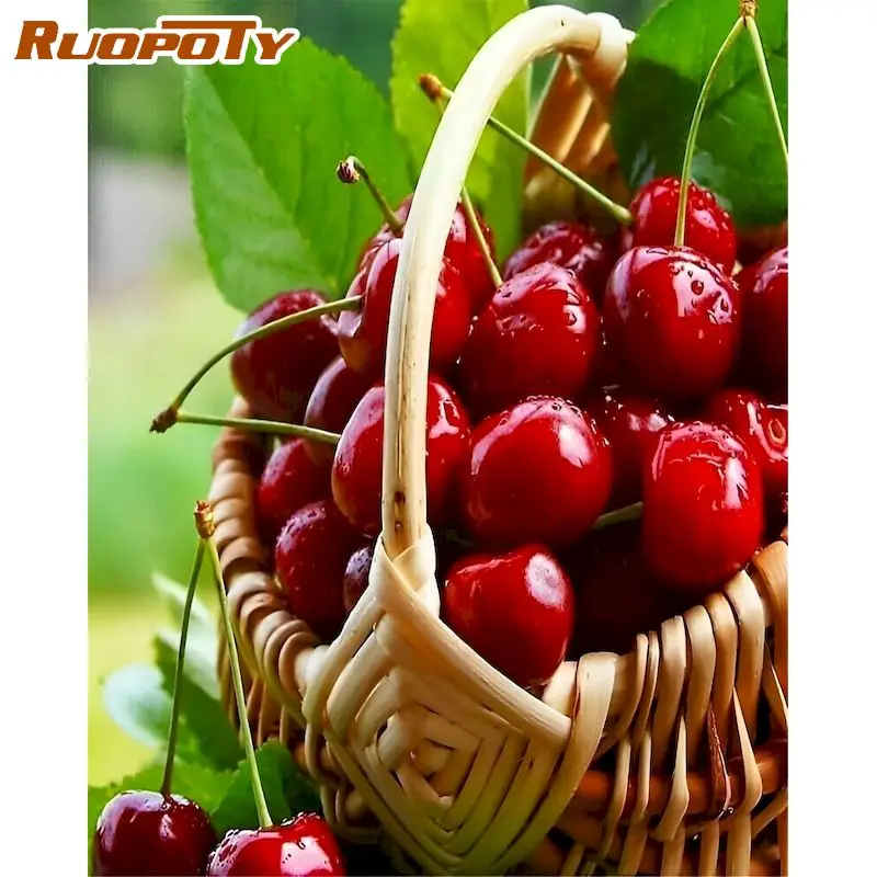 

RUOPOTY Full Square Diamond Painting Cherry Art Embroidery Crystal Mosaic Cross Stitch Rhinestones Craft Kits Home Decor