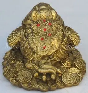 

Chinese Old china fengshui bronze copper Wealth money Golden Toad frog beast statue decoration bronze factory outlets