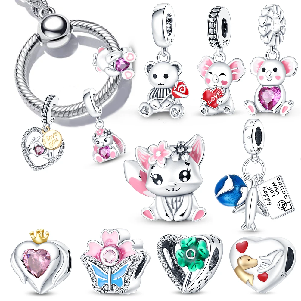 925 Silver Charm Bead Fashion Trend Fit Original Charm Bracelet DIY Heart Shape Dangle Charms For Mom Son Daughter images - 6