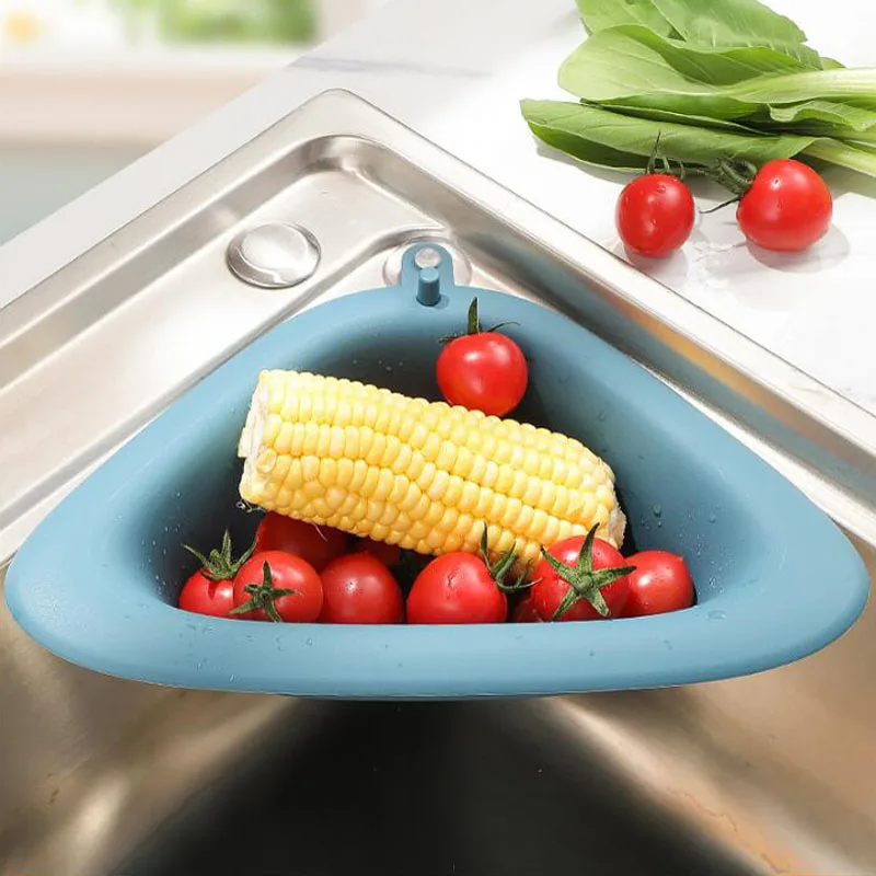 

Triangular Sink Drainer Sponge Holder Suction Cup Strainer Basket Vegetable Fruit Filter Shelf Kitchen Organizer Accessories