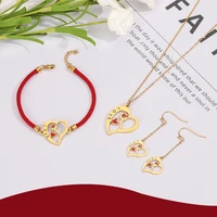 fashion new stainless steel love necklace female gold collarbone chain does not fade non allergic jewelry set wedding jewelry