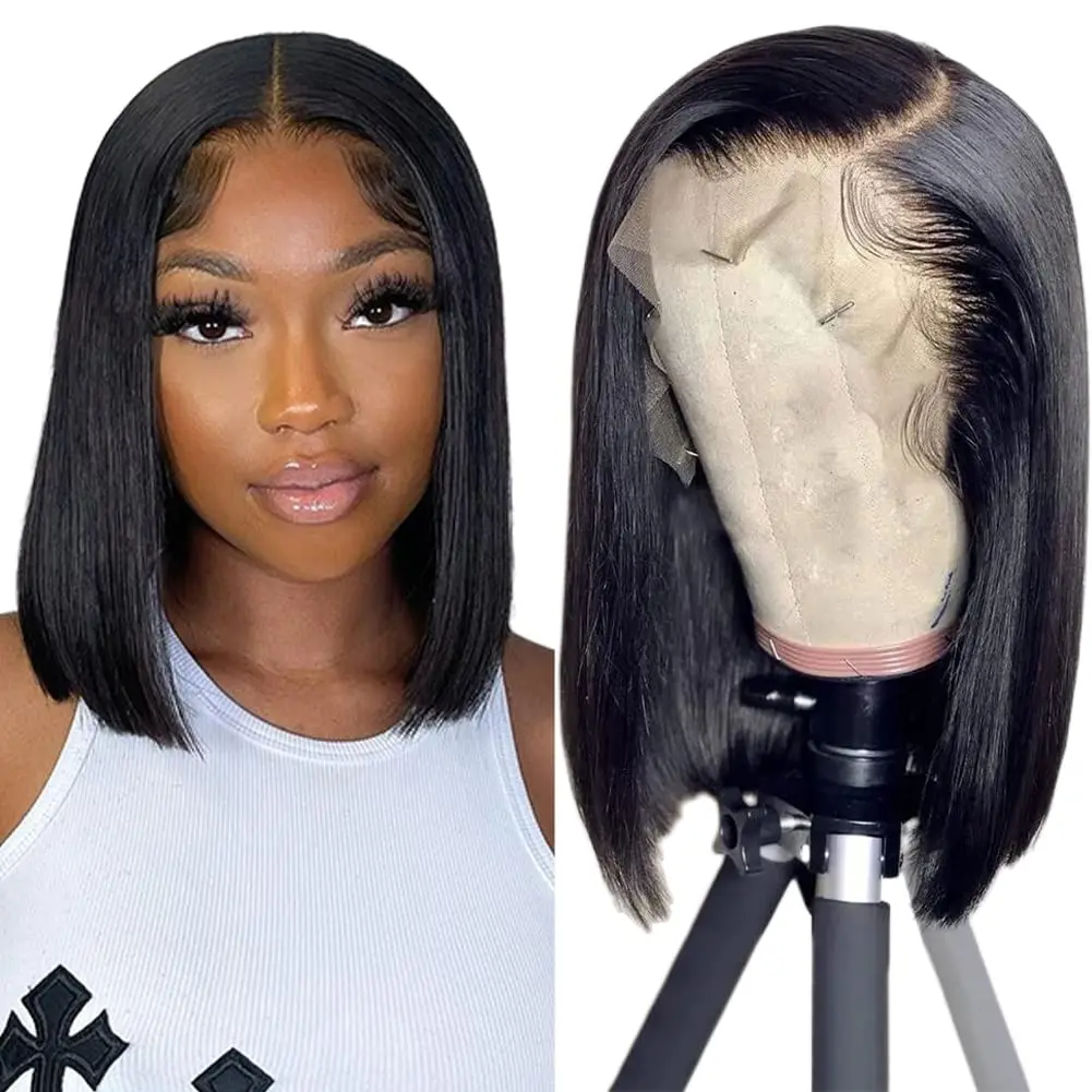 

Aolisox 13x6 Transparent Bone Straight Bob Human Hair Lace Front Wig Pre Plucked Brazilian Remy Short Bob HD Lace Wigs For Women