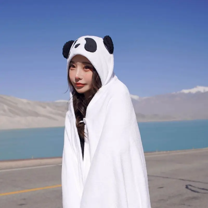 

Теплое Мягкое фланелевое одеяло с рисунком панды, шаль, накидка, плюшевая переносная накидка для женщин и мужчин, для офиса, сна, рождественс...