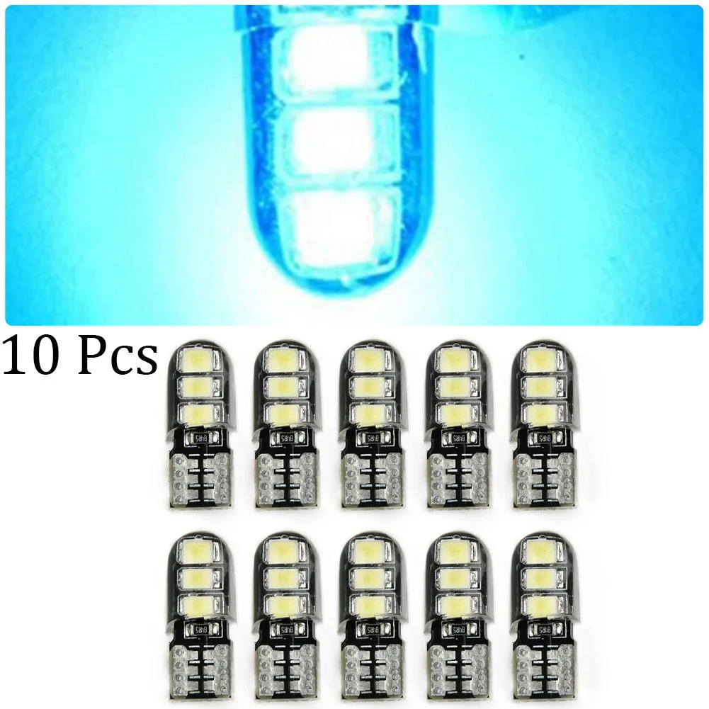 

10 шт., силиконовые лампы T10 2835 6SMD для номерного знака, 360 °