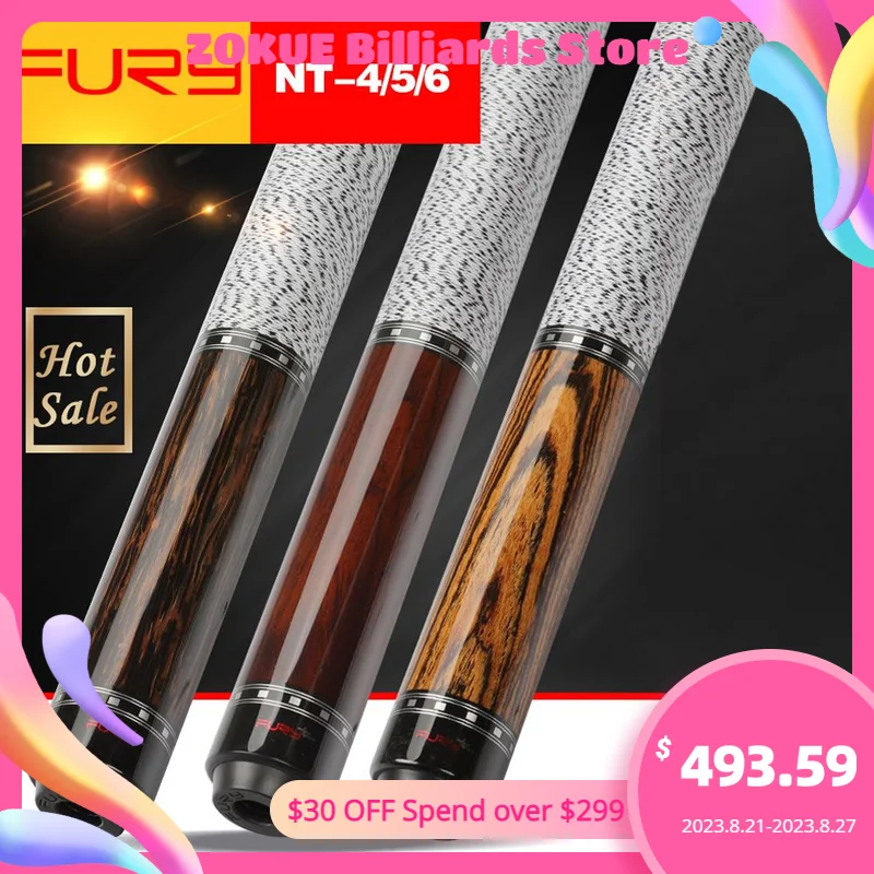 

FURY NT 4/5/6 Billiard Pool Cue 13mm Tiger Tip 147cm Length HTH Tecnologia Maple Shaft High Quality Billar Professional Stick