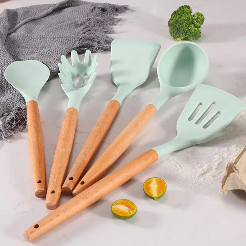 

Silicone Kitchen Utensils Heat Resistant Kitchenware Cooking Tools Utensils Baking Tools With Storage Box Kitchen Accessories